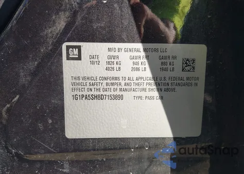 2013 Chevrolet Cruze Ls Auto from USA, damaged, VIN 1G1PA5SH8D7153890